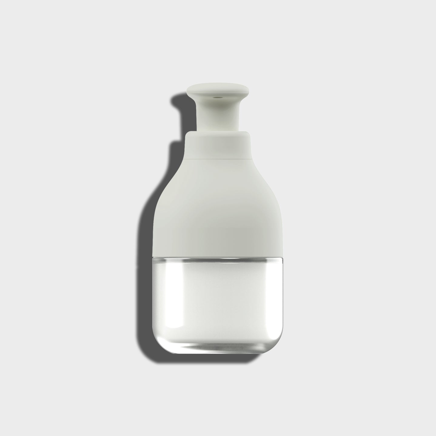 White soap dispenser on a light gray background